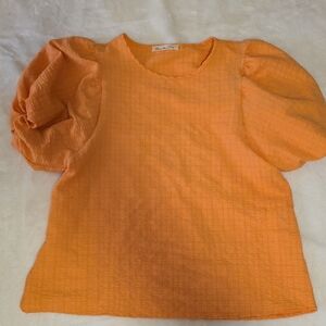 Vine & Love Vibrant Orange Puff Sleeve Blouse